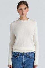 Ivory Cashmere + Wool Crew Neck Sweater