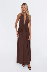 Endless Days Halter Maxi Dress Chocolate