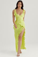 Lime Ruffle Maxi Dress