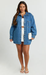 Faharra Shirt - Recycled Cotton Denim Shirt in Dark Blue Wash