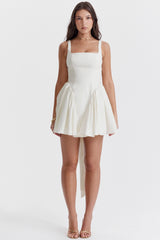 Ivory Cotton Bow Mini Dress