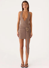 Talk To You Mini Dress - Taupe