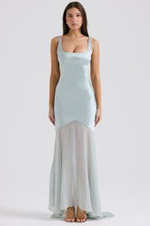 Pistachio Chiffon Floor Length Gown