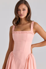 Peach Cotton Midi Sundress