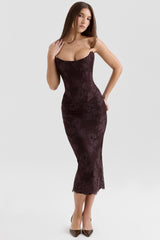 Bitter Chocolate Lace Corset Midi Dress & Bolero