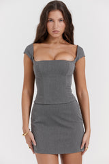 Grey Lace Back Corset