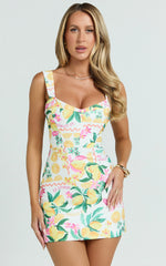 Janice Mini Dress - Square Neckline Dress in Le Citron