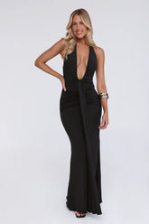 Pretty Now Halter Maxi Dress Black