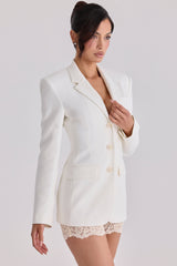 Vintage Ivory Crepe Hourglass Blazer Jacket