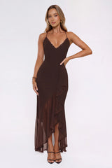 Whispered Dreams Mesh Maxi Dress Brown