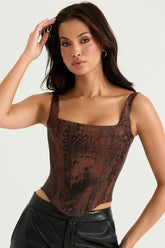 Antique Copper Satin Longline Corset