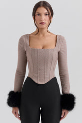 Brown Puppytooth Corset Top