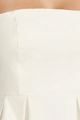 Avery Mini Dress - Strapless Fitted Bodice Full Pleated Skirt Dress in Off White