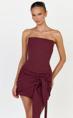 Gigi Top - Strapless Square Neck Corset Top in Wine