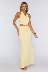 Social Calendar Halter Maxi Dress Yellow