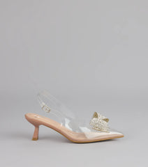 Pretty Precision Rhinestone Bow Slingback Mules