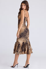 Leopard Print Hand Beaded Embellished Midi Dress - Limited Edition