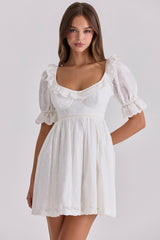 White Broderie Anglaise Regency Babydoll Mini Dress