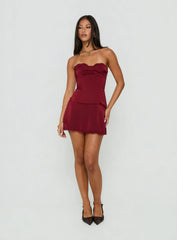 Jazzy Strapless Corset Playsuit Burgundy