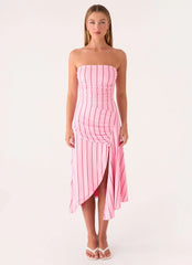 Jorvana Midi Dress - Strawberry Stripe