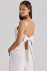 White Broderie Anglaise Cotton Bow Back Top