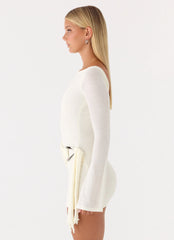 Niella Long Sleeve Wrap Mini Dress - Ivory