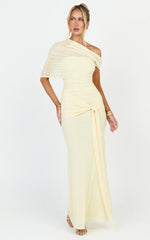 Nicolette Maxi Dress - Cape Sleeve Off Shoulder Dress in Yellow