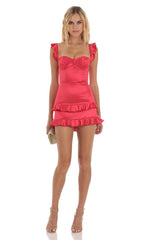 Ruffle Bodycon Dress in Red