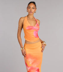 Sunset Mood Tropical Floral Halter Top