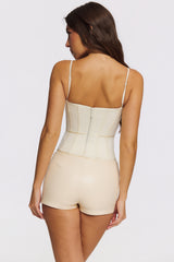 Ivory Lace Corset Top With Ribbon Waist Tie