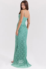 Jade Lace Corset Maxi Dress