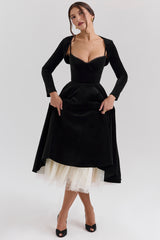 Black Velvet Tulle Midi Dress + Bolero