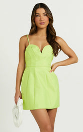 Amalie The Label - Kora Plunge A Line Mini Dress - In Citrus