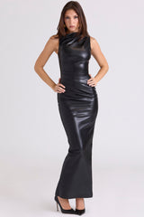 Black Vegan Leather Maxi Dress