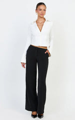 Zareena Top - Button Down Collar Shirt in White