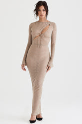 Stone Floral Lace Maxi Dress