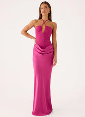 Verner Halter Maxi Dress - Berry