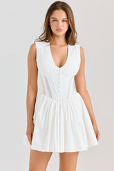 White Stretch Cotton Mini Dress