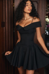 Black Off Shoulder Mini Dress