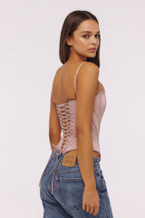 Blush Pink Satin Corset Top
