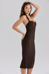 Chocolat Halter Midi Bandage Dress