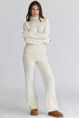 Ivory Merino Wool Roll Neck Sweater