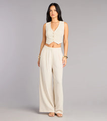 Effortlessly Polished Linen-Blend Cropped Vest