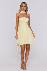 Hot Girl Holiday Strapless Mini Dress Yellow
