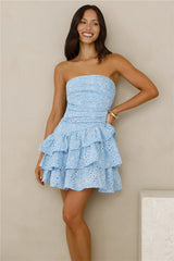 Pretty Priority Strapless Mini Dress Blue