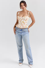 Royal Rose Print Peplum Cotton Corset