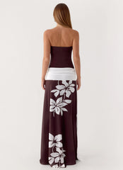Palomar Strapless Maxi Dress - Chocolate Tropic Floral