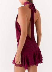 Willow Chiffon Mini Dress - Plum