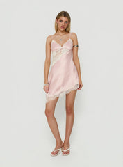 Raines Asymmetrical Lace Mini Dress Pink