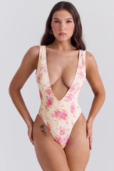 Floral Print Plunge Swimsuit